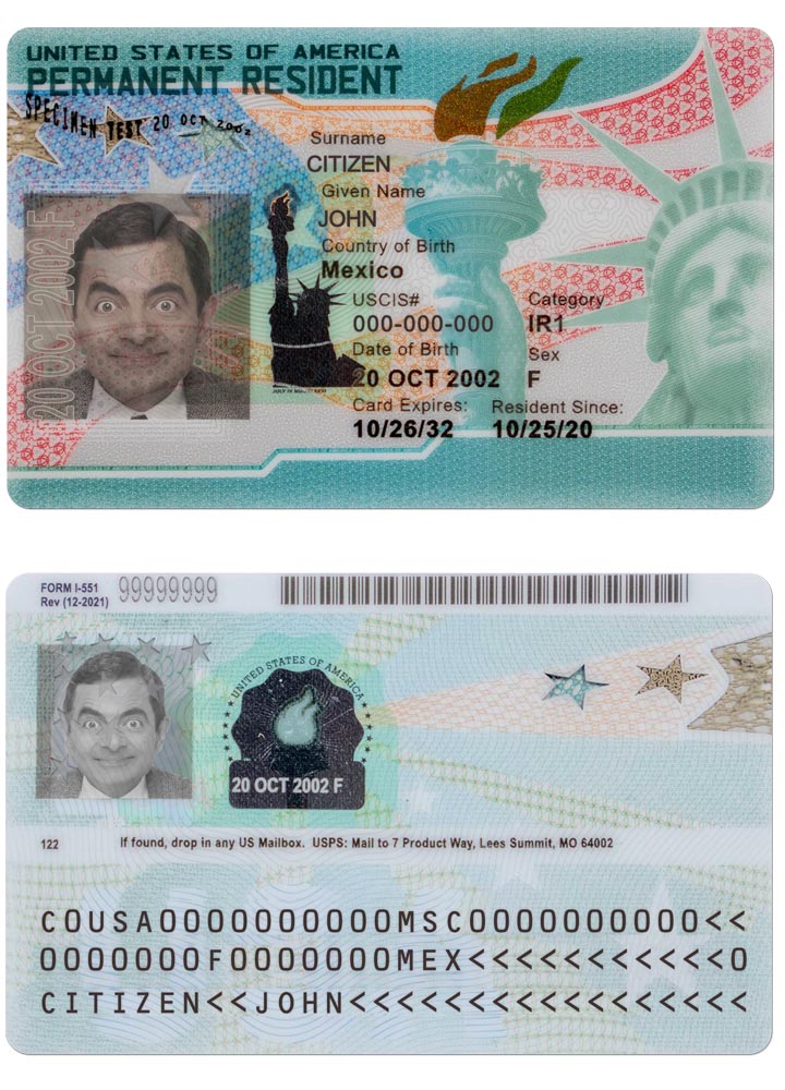 USA NOUVELLE CARTE VERTE, résident permanent